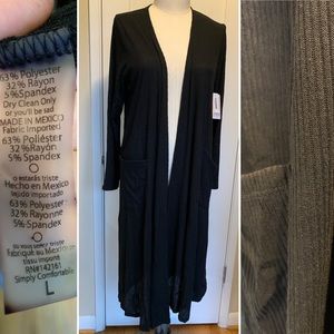Black Long open Cardigan Sarah Lu La Roe Large